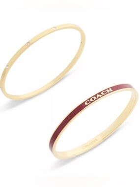 Coach Bangle Bracelet Dio Set-Burgundy/Gold
